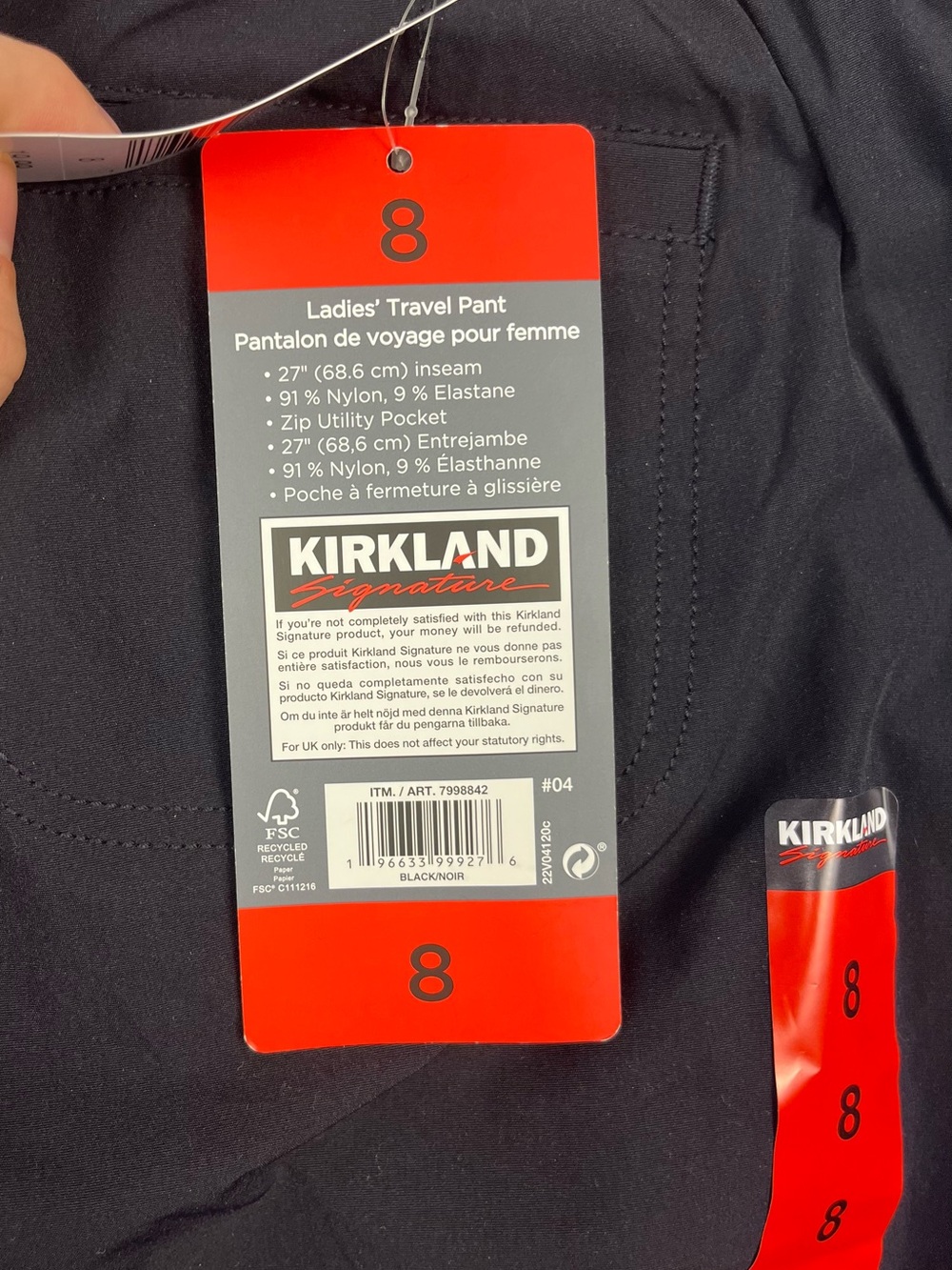 Kirkland Signature NWT Travel Pants Navy Blue Stretch Pants Size 8 - Picture 6 of 7